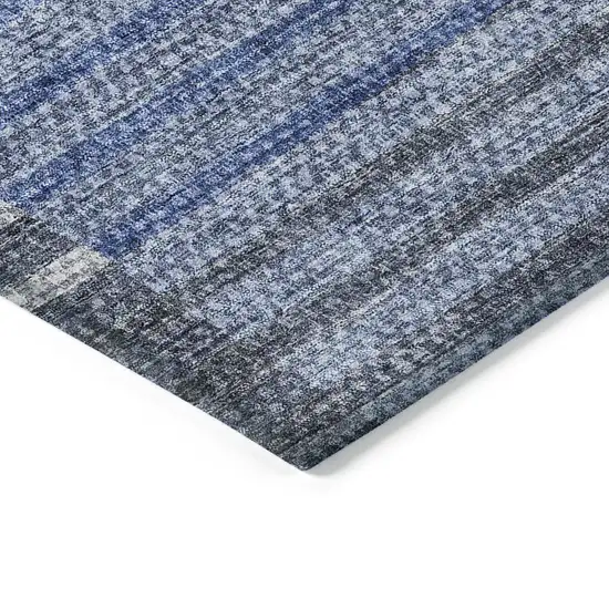 8' Denim Blue And Navy Blue Round Striped Washable Indoor Outdoor Area Rug Photo 4