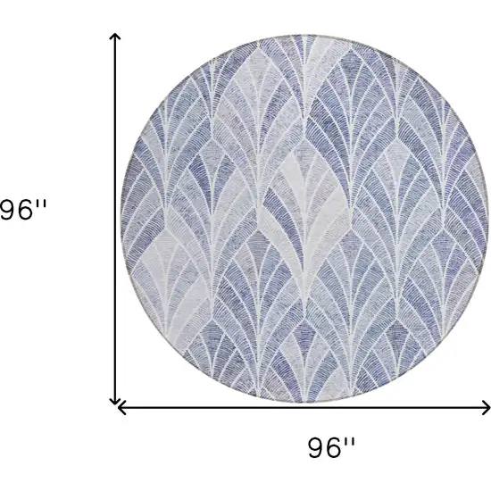 8' Denim Blue And Sky Blue Round Geometric Washable Indoor Outdoor Area Rug Photo 3