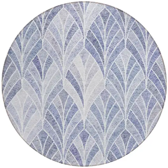 8' Denim Blue And Sky Blue Round Geometric Washable Indoor Outdoor Area Rug Photo 6