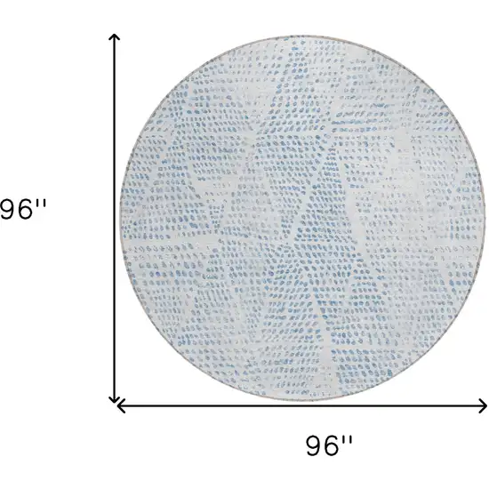 8' Denim Blue Ivory And Gray Round Geometric Washable Indoor Outdoor Area Rug Photo 3