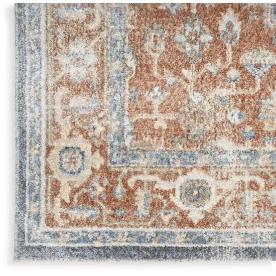 8' Denim Blue Oriental Power Loom Distressed Washable Runner Rug Photo 1