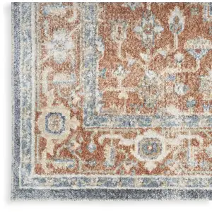 Photo of 8' Denim Blue Oriental Power Loom Distressed Washable Runner Rug