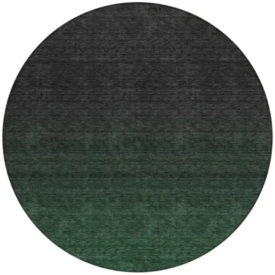 8' Emerald And Charcoal Round Abstract Washable Indoor Outdoor Area Rug Photo 5