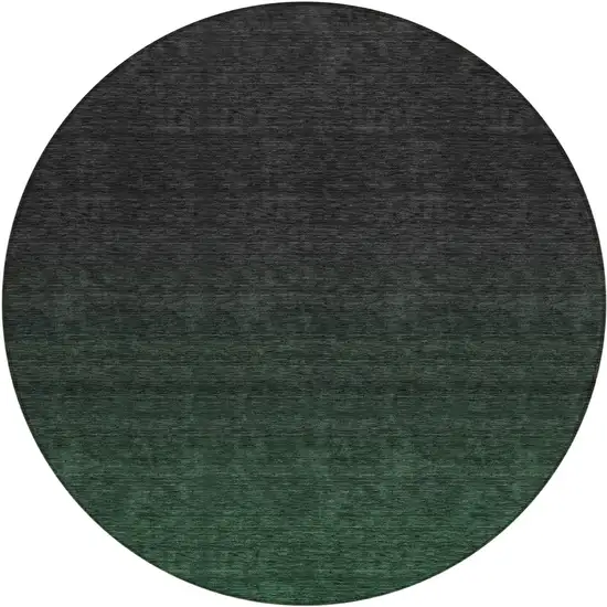 8' Emerald And Charcoal Round Abstract Washable Indoor Outdoor Area Rug Photo 2