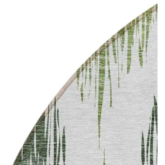 8' Fern Green And Ivory Round Ikat Washable Indoor Outdoor Area Rug Photo 4