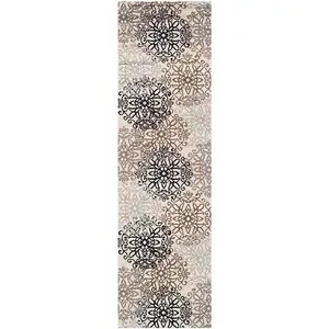 Photo of 10' Floral Medallion Stain Resistant Runner Rug