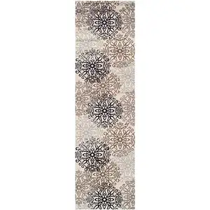 Photo of 11'  Floral Medallion Stain Resistant Runner Rug