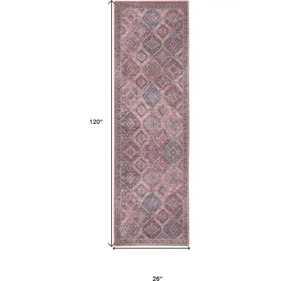 10' Floral Power Loom Distressed Washable Runner Rug Photo 7