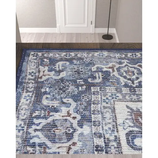 10' Floral Power Loom Distressed Washable Runner Rug Photo 2