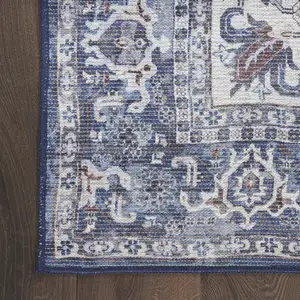 Photo of 10' Floral Power Loom Distressed Washable Runner Rug