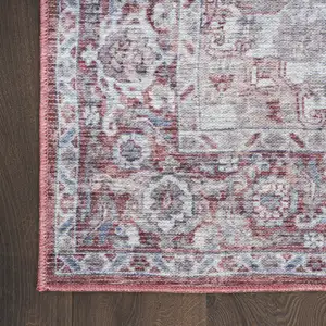 Photo of 10' Floral Power Loom Distressed Washable Runner Rug