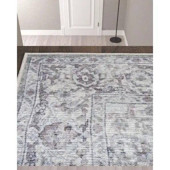 10' Floral Power Loom Distressed Washable Runner Rug Photo 2