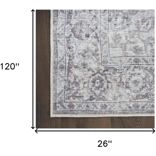 10' Floral Power Loom Distressed Washable Runner Rug Photo 7