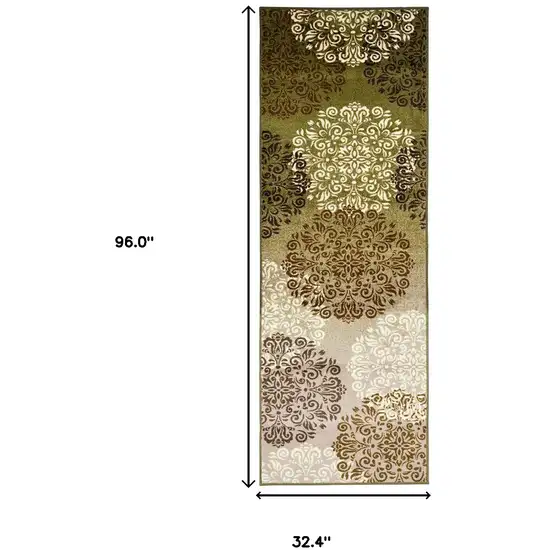 8' Floral Power Loom Non Skid Runner Rug Photo 5