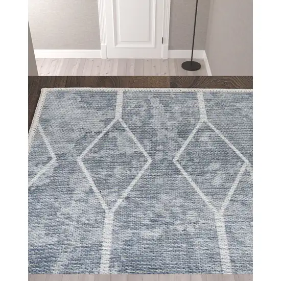 10' Geometric Power Loom Washable Runner Rug Photo 2