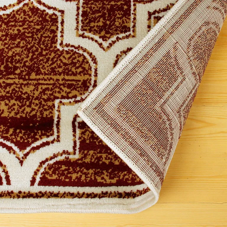 8' Geometric Stain Resistant Runner Rug Photo 4