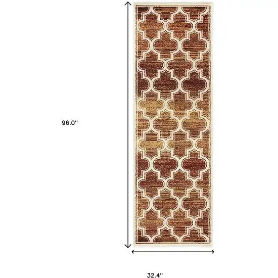 8' Geometric Stain Resistant Runner Rug Photo 5