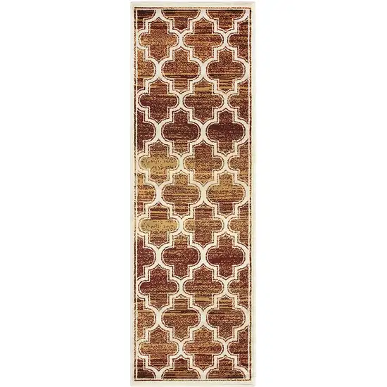 8' Geometric Stain Resistant Runner Rug Photo 1