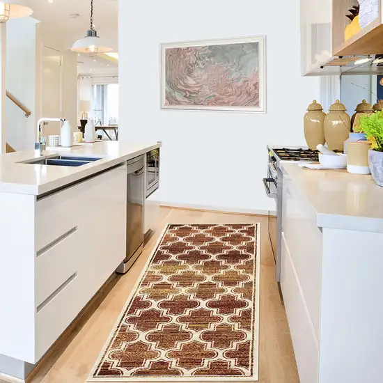 8' Geometric Stain Resistant Runner Rug Photo 2