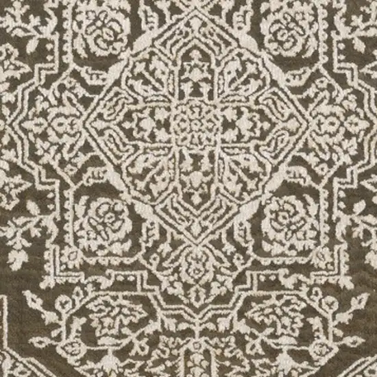 8' Gold And Beige Oriental Runner Rug Photo 6