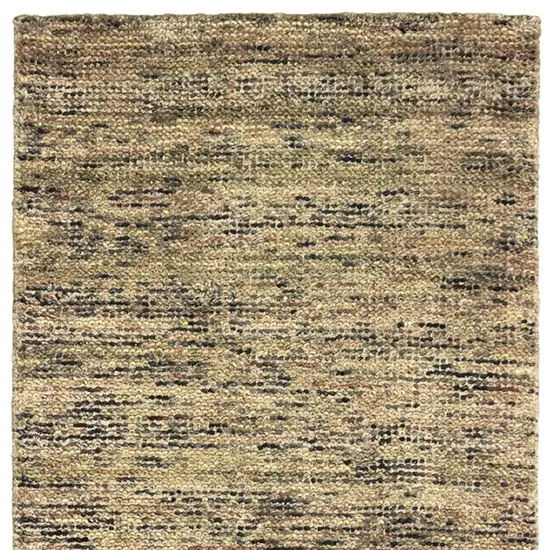 8' Gold And Green Hand Tufted Runner Rug Photo 4