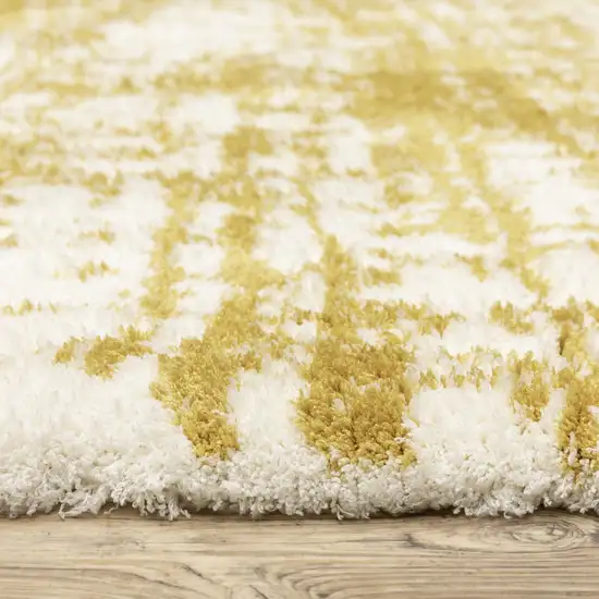 8' Gold And Ivory Abstract Runner Rug Photo 5