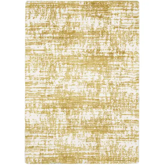 8' Gold And Ivory Abstract Runner Rug Photo 2