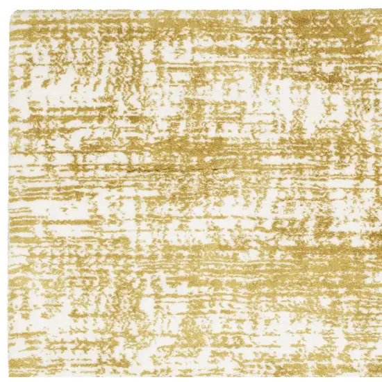 8' Gold And Ivory Abstract Runner Rug Photo 7