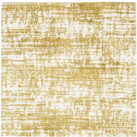 8' Gold And Ivory Abstract Runner Rug Photo 4