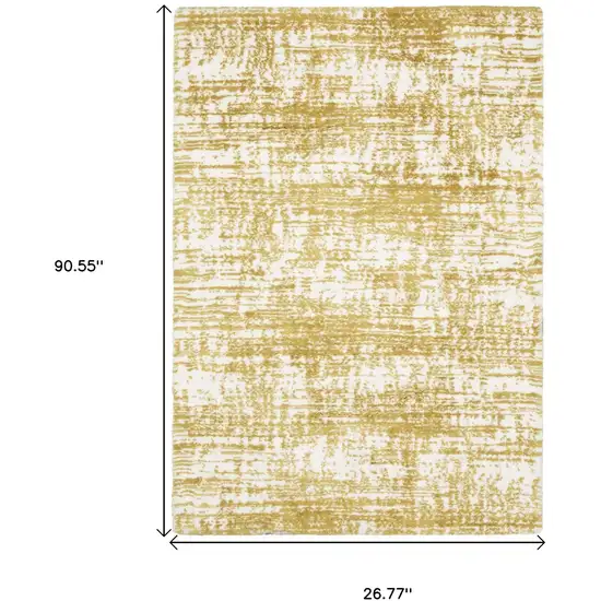 8' Gold And Ivory Abstract Runner Rug Photo 3