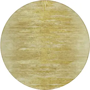 Photo of 8' Gold And Wheat Round Abstract Washable Indoor Outdoor Area Rug