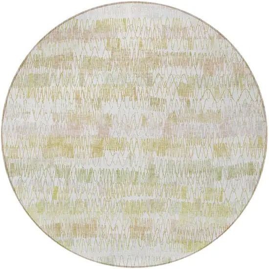 8' Gold Beige And Tan Round Striped Washable Indoor Outdoor Area Rug Photo 5