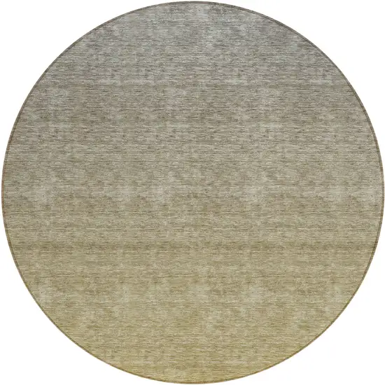 8' Gold Beige And Taupe Round Ombre Washable Indoor Outdoor Area Rug Photo 2