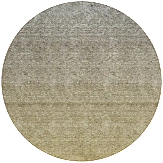 8' Gold Beige And Taupe Round Ombre Washable Indoor Outdoor Area Rug Photo 4