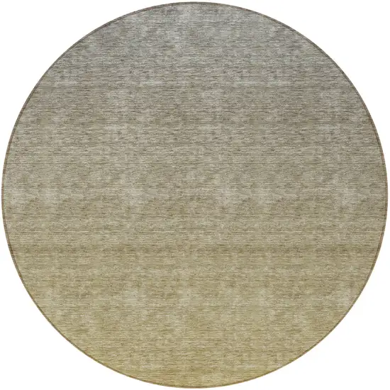 8' Gold Beige And Taupe Round Ombre Washable Indoor Outdoor Area Rug Photo 5