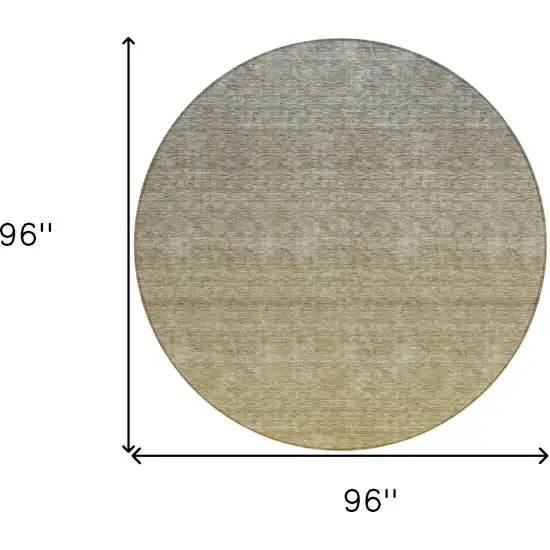 8' Gold Beige And Taupe Round Ombre Washable Indoor Outdoor Area Rug Photo 3