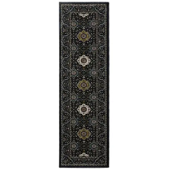 8' Gold Medallion Runner Rug With Fringe Photo 4