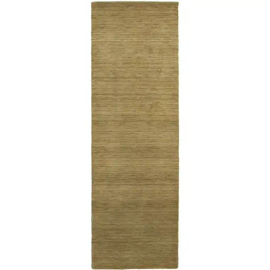 8' Gold Wool Hand Tufted Runner Rug Photo 1