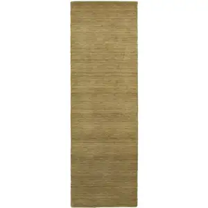 Photo of 8' Gold Wool Hand Tufted Runner Rug