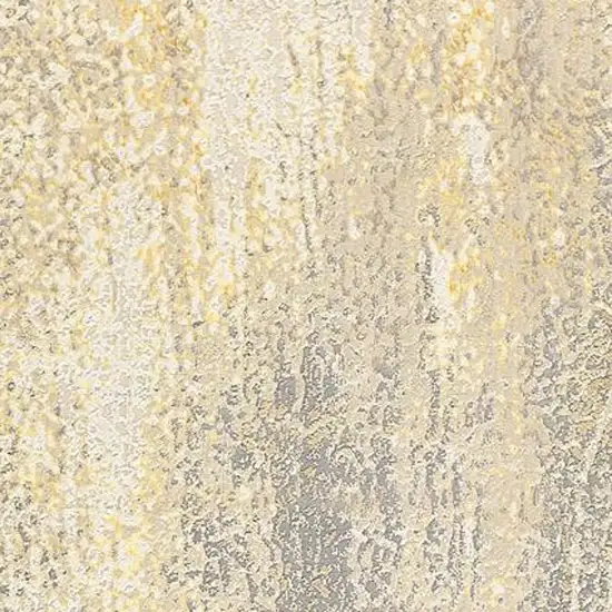 8' Gold and Ivory Abstract Power Loom Runner Rug Photo 5