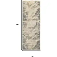 Photo of 8' Gold and Ivory Marble Power Loom Runner Rug