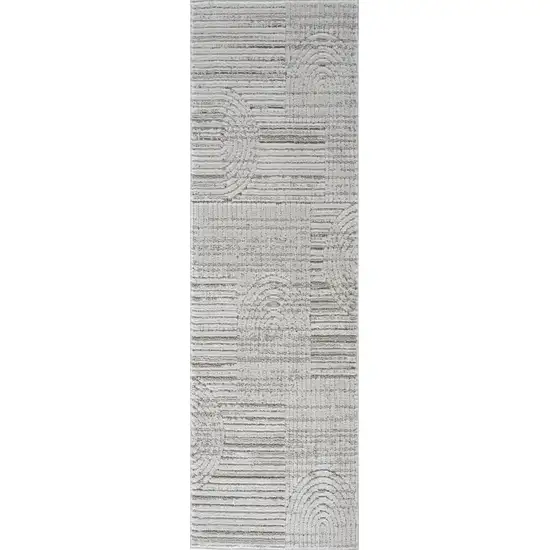 8' Gray and Ivory Abstract Distressed Area Rug Photo 2