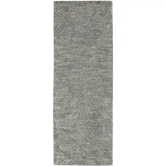 8' Gray Abstract Hand Woven Runner Rug Photo 1