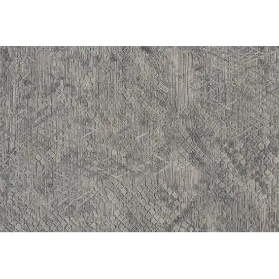 8' Gray Abstract Hand Woven Runner Rug Photo 4