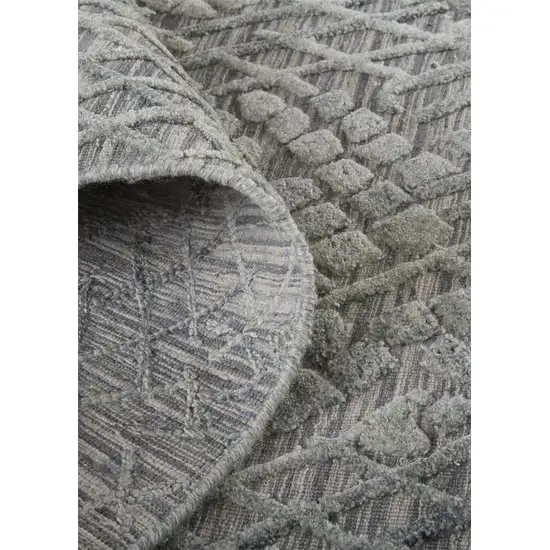 8' Gray Abstract Hand Woven Runner Rug Photo 5