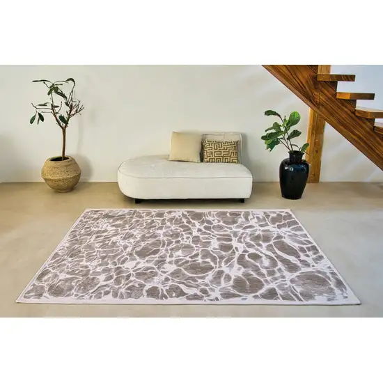 10' Gray Abstract Non Skid Area Rug Photo 7