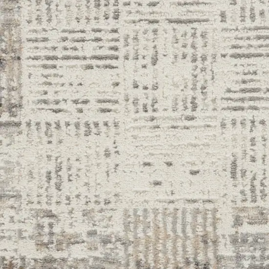 18' Gray Abstract Power Loom Runner Rug Photo 4