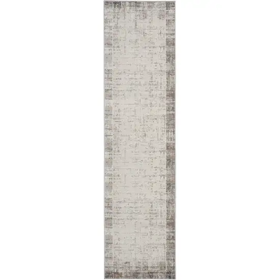 18' Gray Abstract Power Loom Runner Rug Photo 6