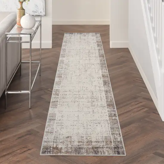 12' Gray Abstract Power Loom Runner Rug Photo 5