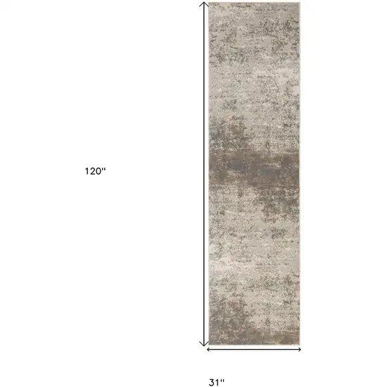 10' Gray Abstract Power Loom Runner Rug Photo 6